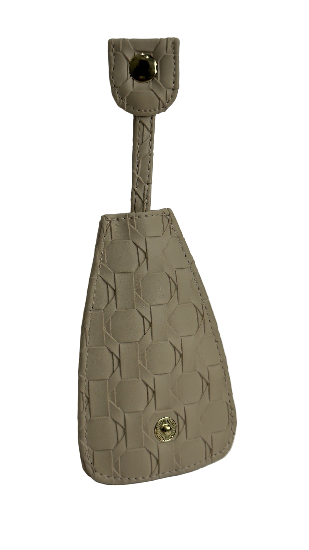 Beige key holder with geometric pattern on a white background